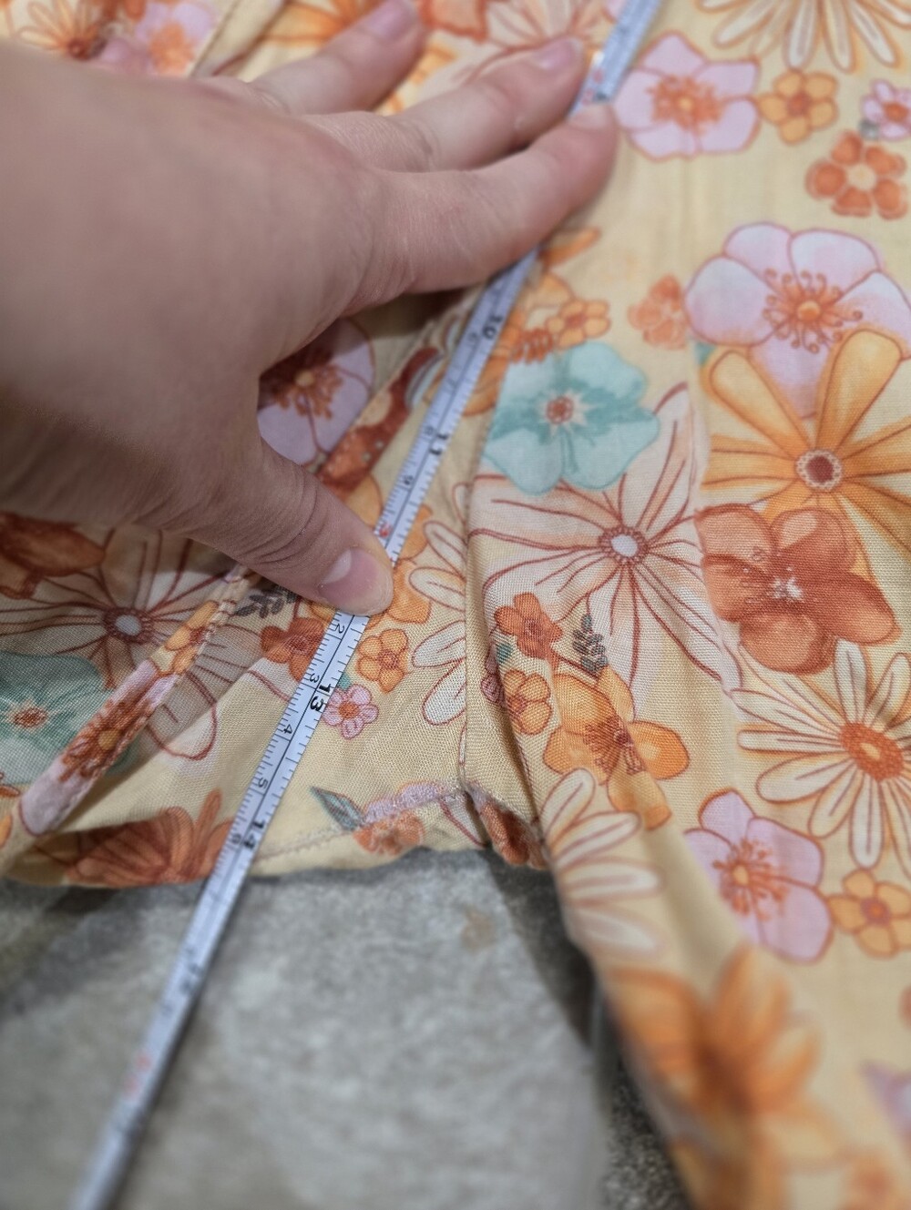 Lotus And Luna Handmade Floral Wide-Leg Lounge Pants Peach Orange Summer Boho S - Picture 9 of 12